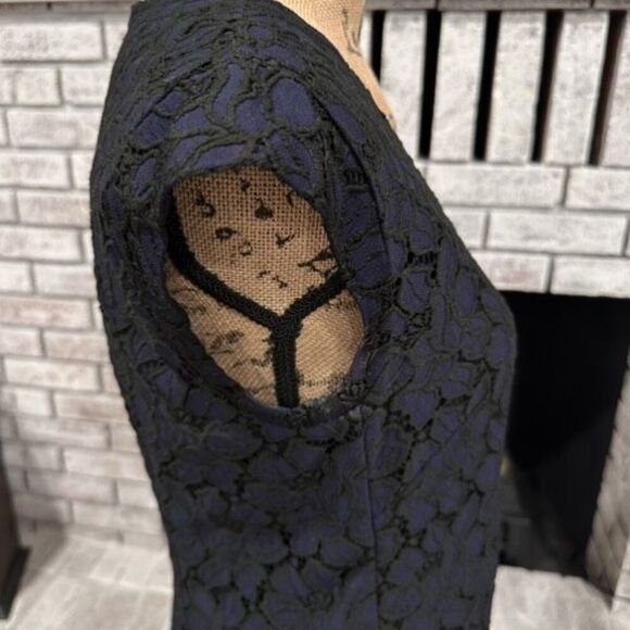 J.‎ Crew Navy & Black Lace V Neck Sheath Dress Size 4 Career Event Dress Up - Picture 7 of 15